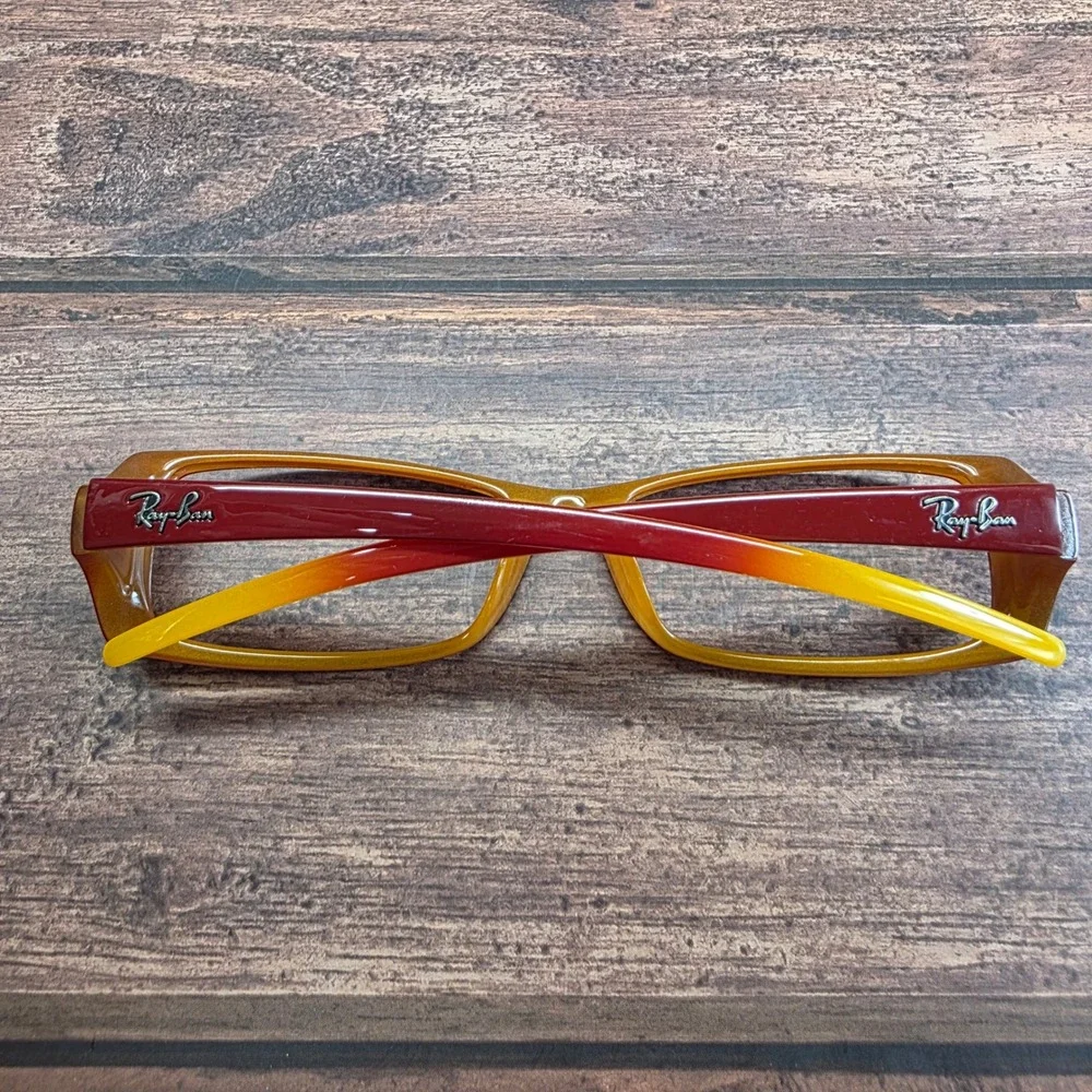 Ray-Ban RB 4058 681 Burgundy Amber Rectangular Eyeglass Frames Made in Italy